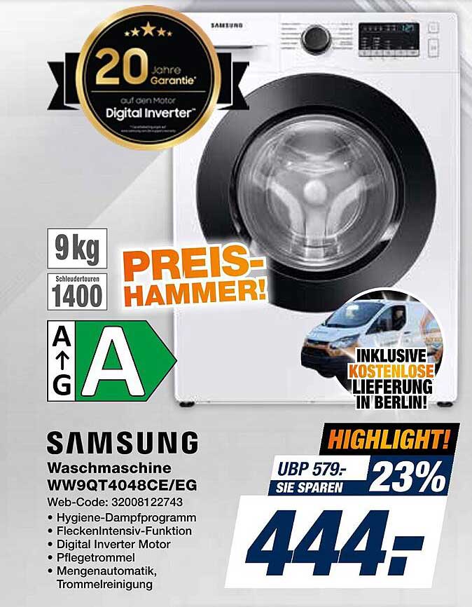 Samsung Waschmaschine WW9QT4048CE/EG - Ihr Preis-Hit