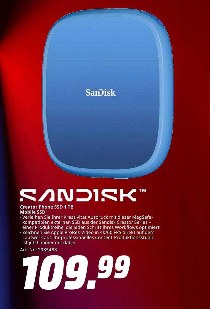 SanDisk Creator Phone SSD 1 TB Mobile SSD