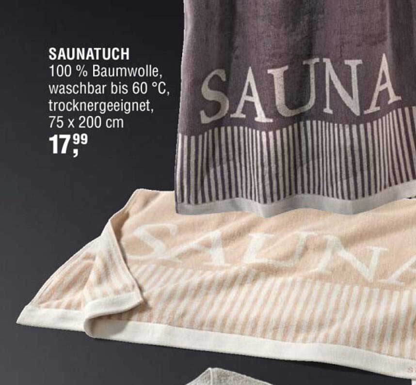 SAUNATUCH 100 % Baumwolle, waschbar bis 60 °C, trocknergeeignet, 75 x 200 cm