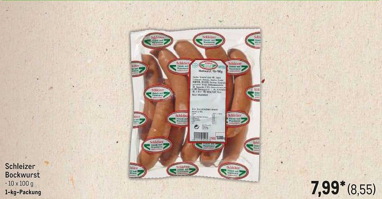 Schleizer Bockwurst - 10 x 100 g, 1-kg-Packung