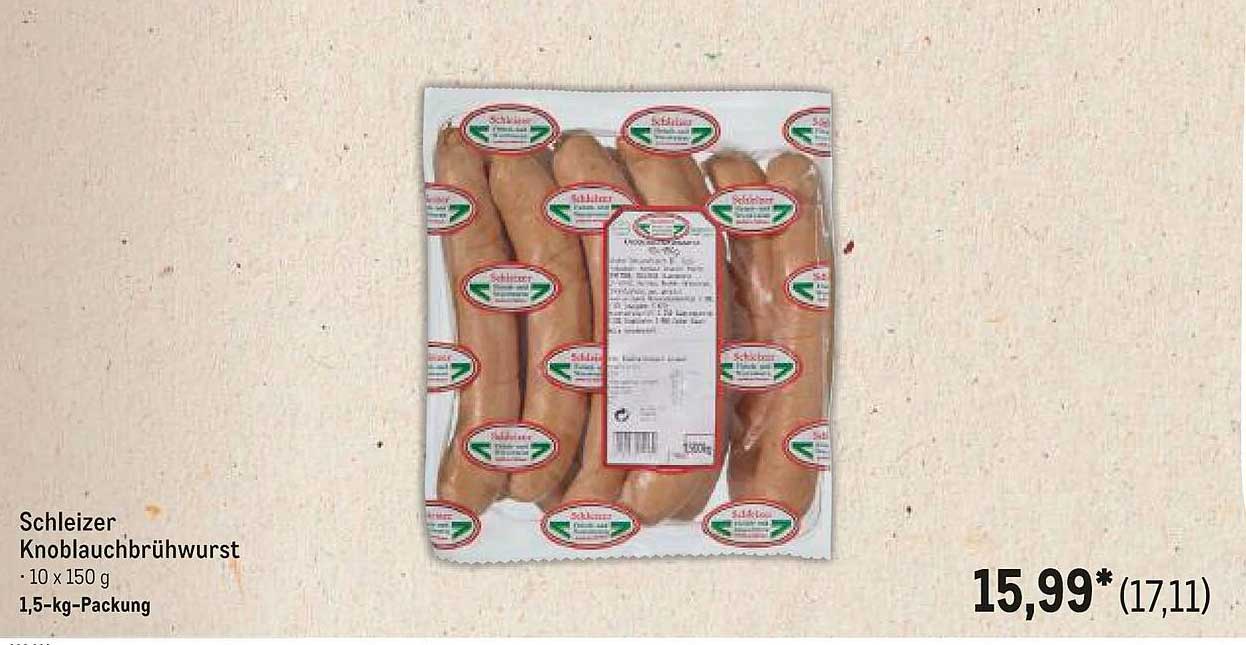 Schleizer Knoblauchbrühwurst 10 x 150 g, 1,5-kg-Packung