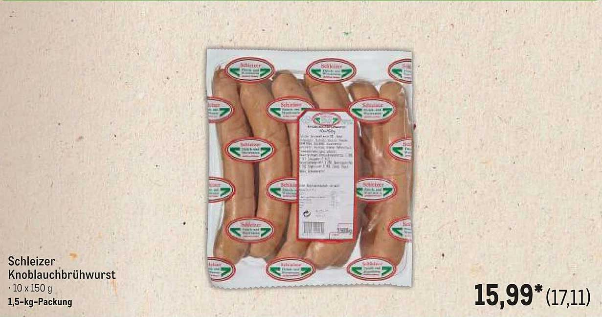 Schleizer Knoblauchbrühwurst - 10 x 150 g in 1,5-kg-Packung