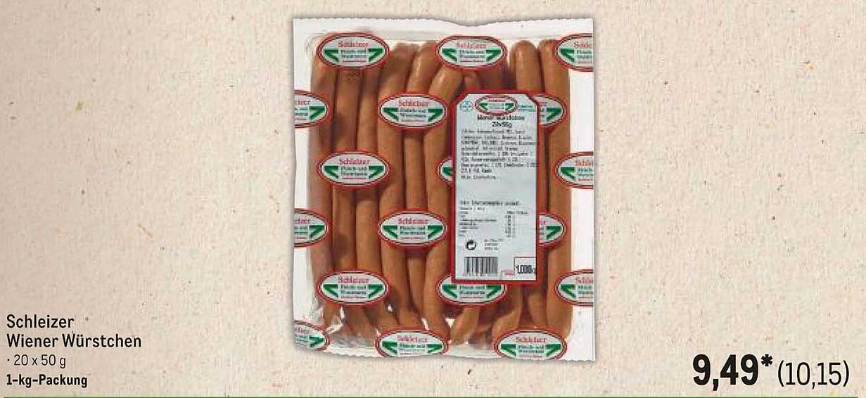 Schleizer Wiener Würstchen - 20 x 50 g - 1-kg-Packung