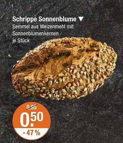 Schrippe Sonnenblume - Semmel aus Weizenmehl mit Sonnenblumenkerne