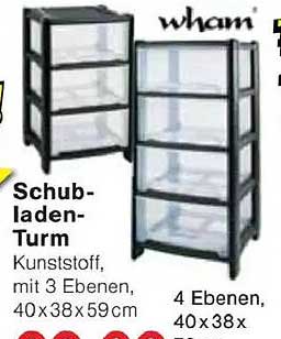 Schubladen-Turm - Kunststoff mit 3 Ebenen, 40x38x59cm