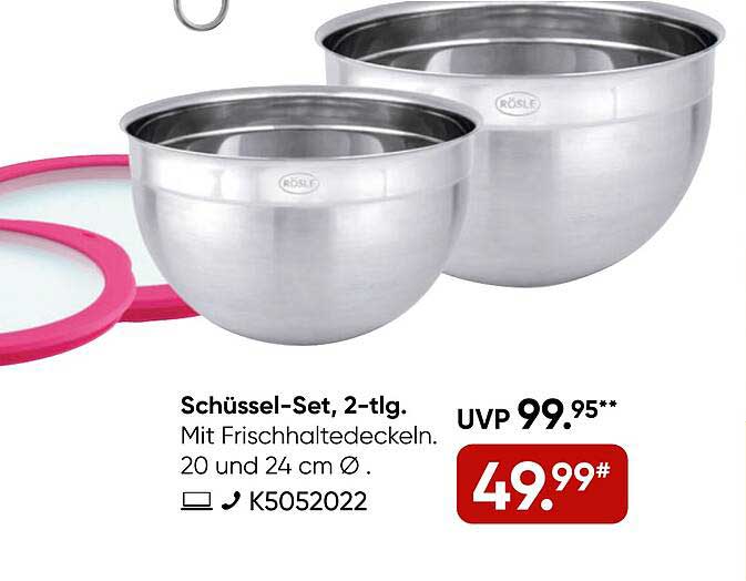 Schüssel-Set, 2-tlg. mit Frischhaltedeckeln