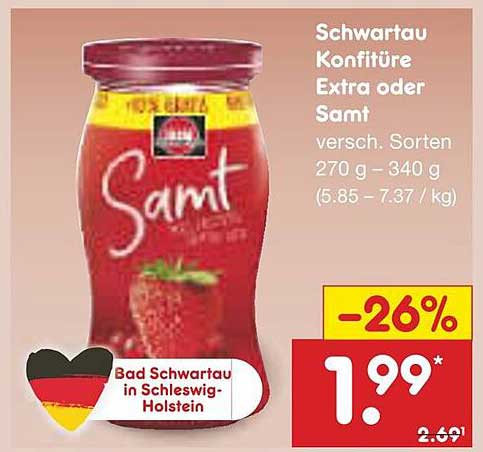 Schwartau Konfitüre Extra oder Samt – verschiedene Sorten