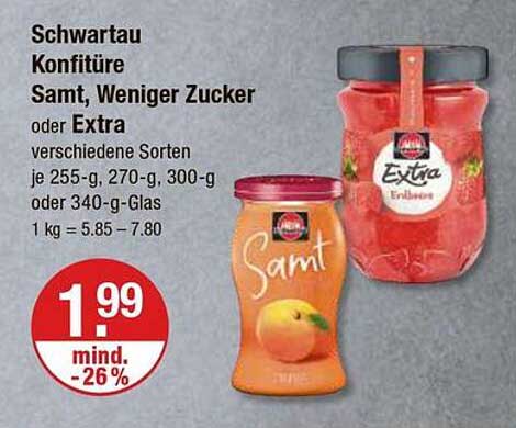 Schwartau Konfitüre Samt, Weniger Zucker oder Extra - verschiedene Sorten