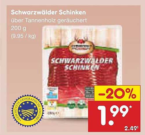Schwarzwälder Schinken über Tannenholz geräuchert 200 g