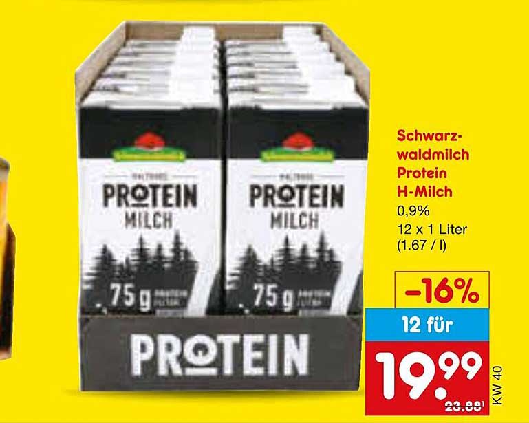 Schwarzwaldmilch Protein H-Milch 0,9% - 12 x 1 Liter