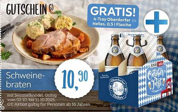 Schweinebraten mit Semmelknödel – nur 10,90 €