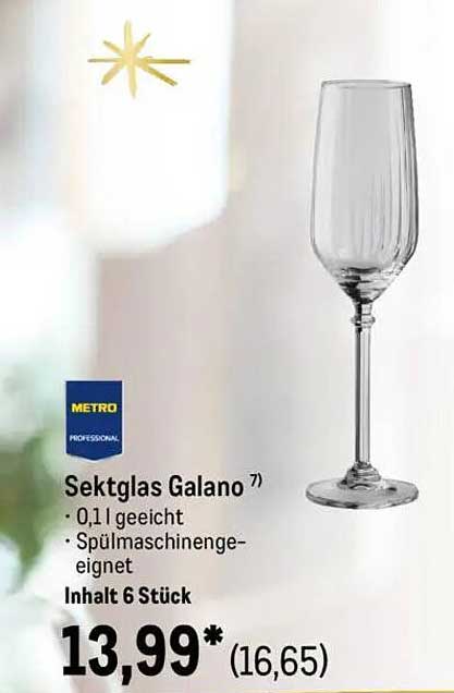 Sektglas Galano – 6 Stück, spülmaschinengeeignet