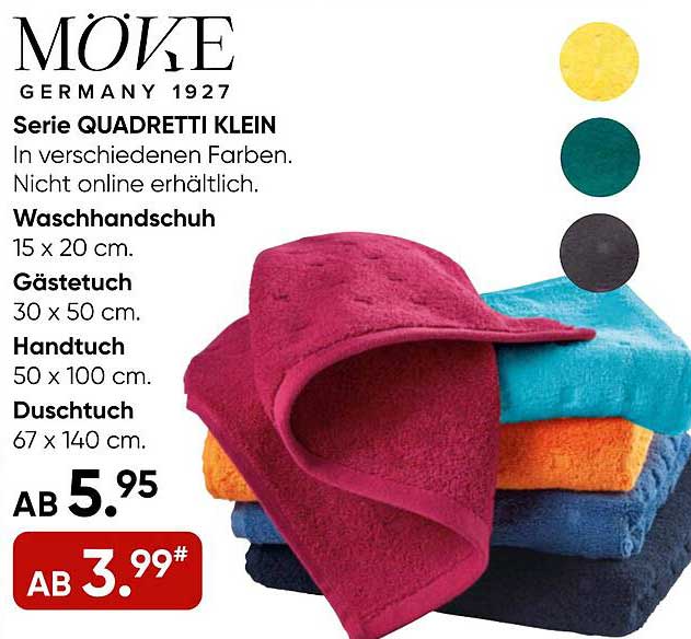 Serie QUADRETTI KLEIN - Handtücher und Waschhandschuhe in verschiedenen Farben
