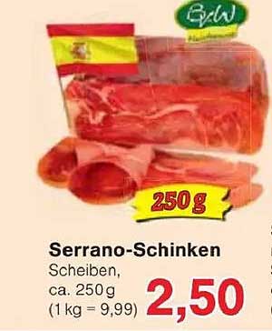 Serrano-Schinken Scheiben, ca. 250 g