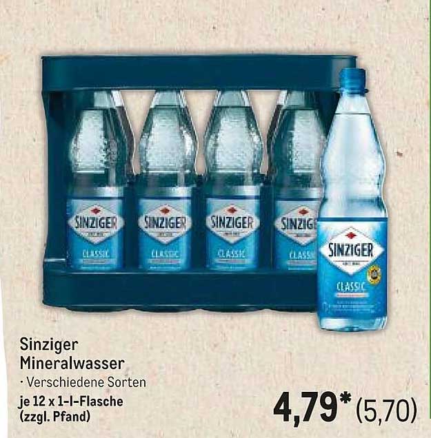 Sinziger Mineralwasser - Verschiedene Sorten je 12 x 1l-Flasche (zzgl. Pfand)