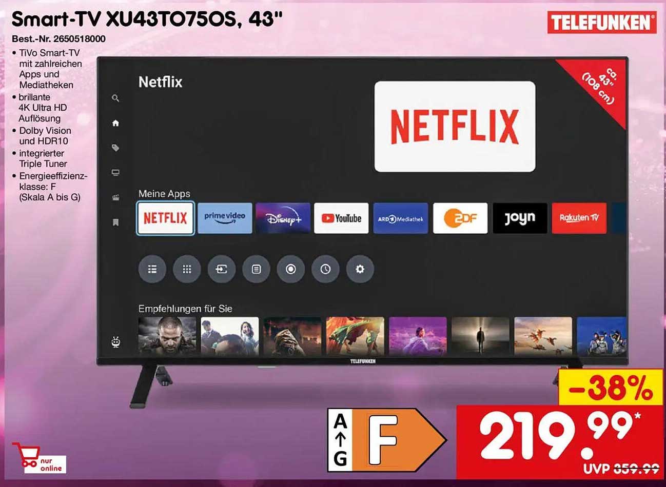 Smart-TV XU43TO750S, 43"