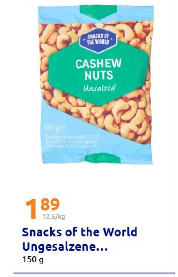 Snacks of the World Ungesalzene Cashew Nuts 150 g
