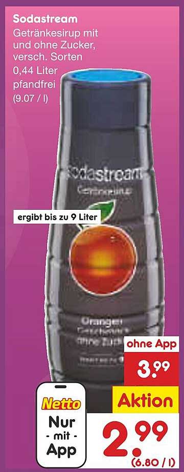 Sodastream Getränkesirup mit und ohne Zucker, verschiedene Sorten 0,44 Liter