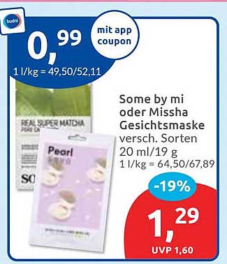 Some by mi oder Missha Gesichtsmaske - jetzt bei Budni!