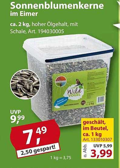 Sonnenblumenkerne im Eimer, ca. 2 kg