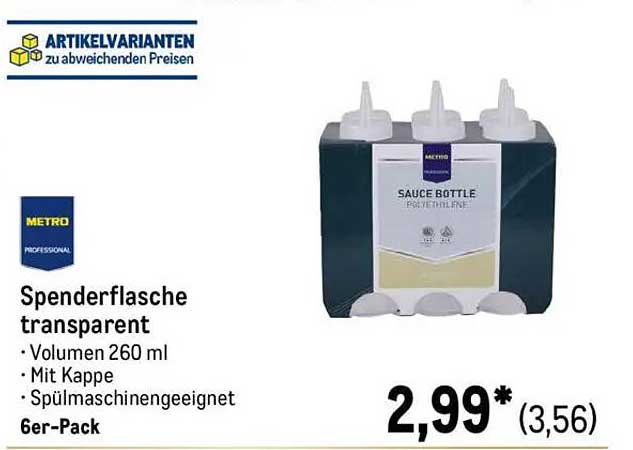 Spenderflasche transparent - 260 ml (6er-Pack)