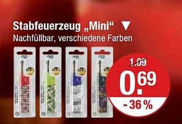 Stabfeuerzeug „Mini“ - Nachfüllbar, verschiedene Farben