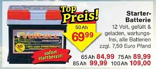 Starter-Batterie 50 Ah für nur 69,99 €