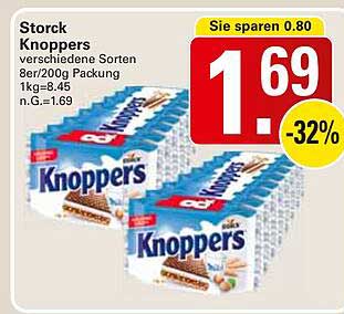 Storck Knoppers verschiedene Sorten 8er/200g Packung