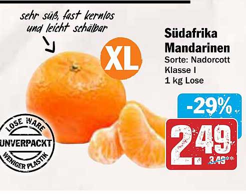Südafrika Mandarinen XL - Nadorcott Klasse I, 1 kg Lose