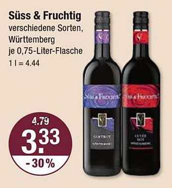 Süss & Fruchtig - verschiedene Sorten, Württemberg je 0,75-Liter-Flasche