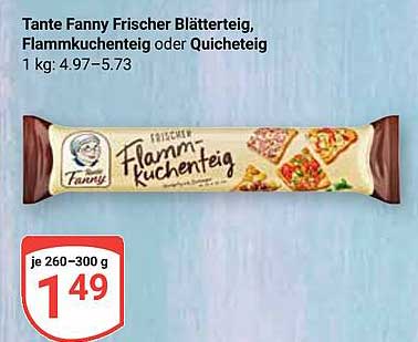 Tante Fanny Frischer Blätterteig, Flammkuchenteig oder Quicheteig