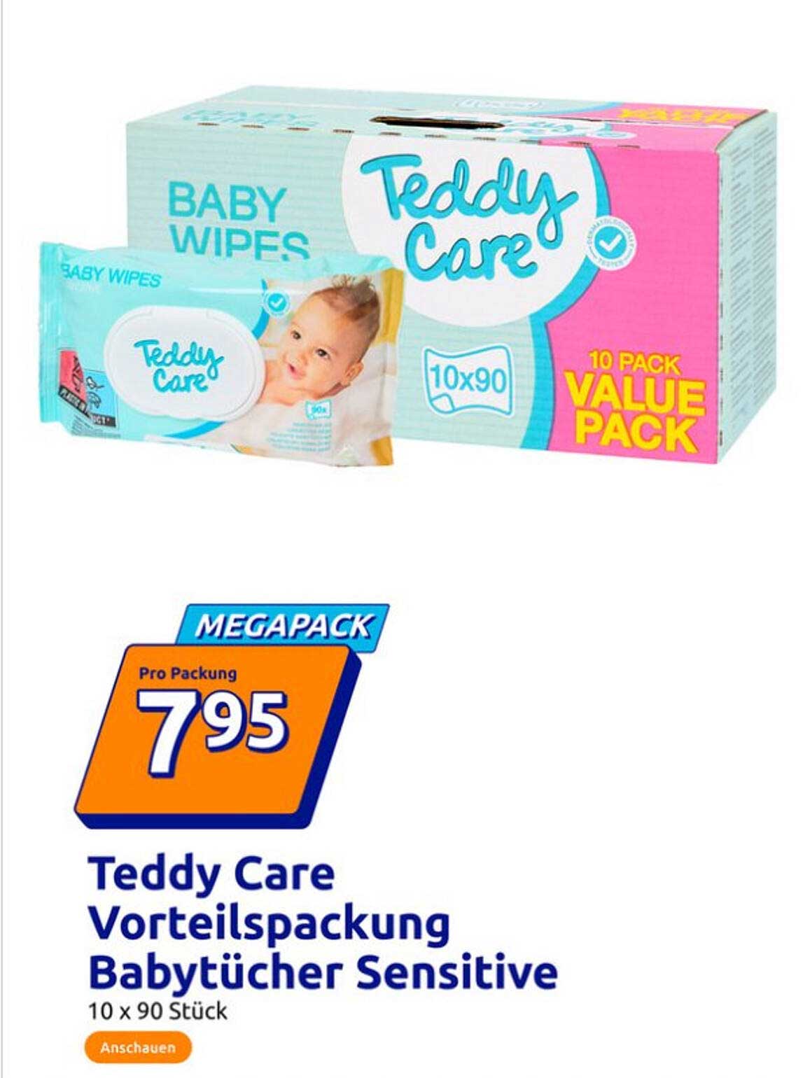 Teddy Care Vorteilspackung Babytücher Sensitive - 10x90 Stück