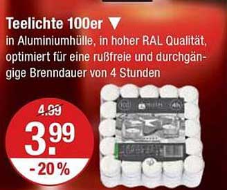 Teelichte 100er in Aluminiumhülle - 20% Rabatt!