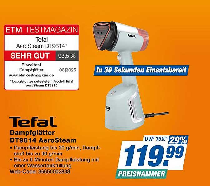 Tefal Dampfbügeleisen DT9814 AeroSteam