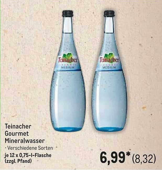 Teinacher Gourmet Mineralwasser - verschiedene Sorten (12 x 0,75 l-Flasche)