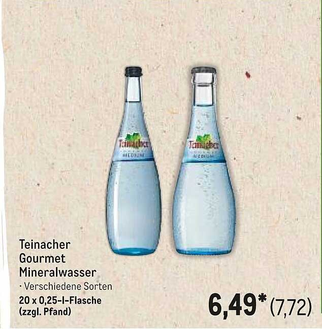 Teinacher Gourmet Mineralwasser - Verschiedene Sorten (20 x 0,25 l-Flasche, zzgl. Pfand)