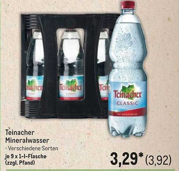 Teinacher Mineralwasser - Verschiedene Sorten