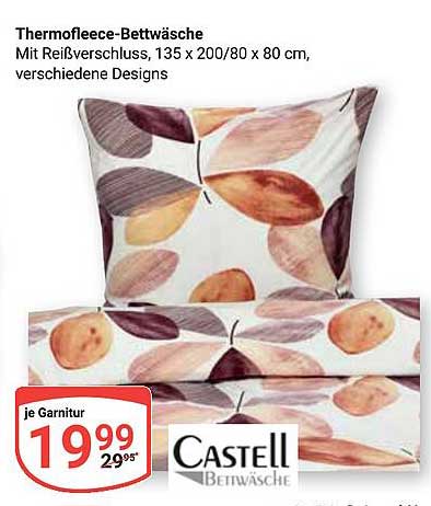 Thermofleece-Bettwäsche mit Reißverschluss, 135 x 200/80 x 80 cm, verschiedene Designs