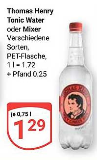 Thomas Henry Tonic Water oder Mixer – Verschiedene Sorten, PET-Flasche