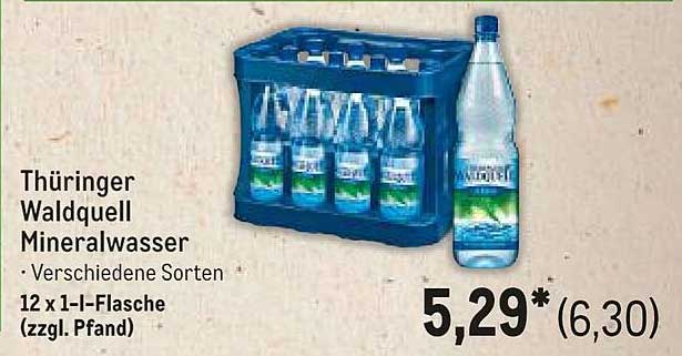 Thüringer Waldquell Mineralwasser 12 x 1 l-Flasche (verschiedene Sorten)