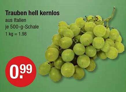 Trauben hell kernlos aus Italien je 500-g-Schale