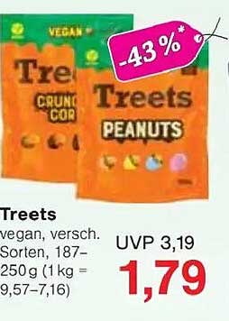 Treets vegan, verschiedene Sorten, 187-250g