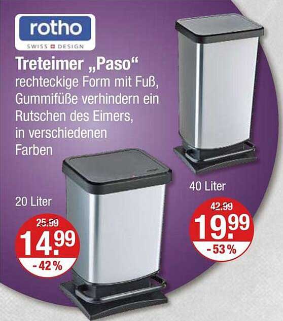 Treteimer „Paso“ von Rotho - verschiedene Größen