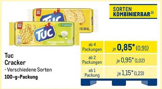 Tuc Cracker - Verschiedene Sorten 100-g-Packung