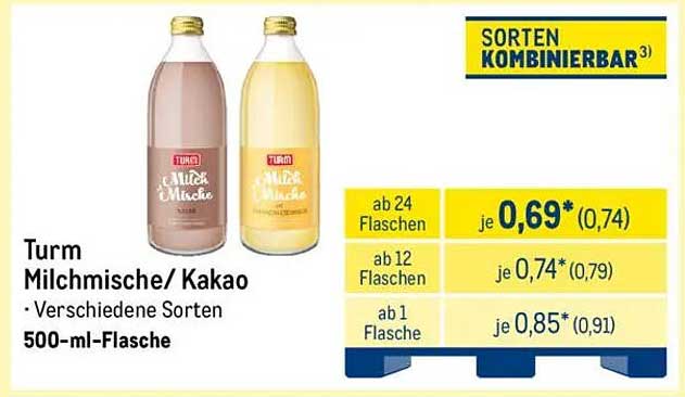 Turm Milchmischung/ Kakao 500-ml-Flasche - Verschiedene Sorten