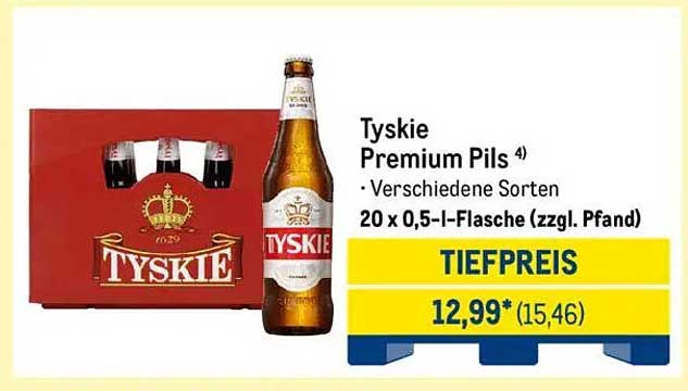 Tyskie Premium Pils - 20 x 0,5 l-Flasche