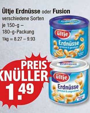 Ültje Erdnüsse oder Fusion je 150-g- bis 180-g-Packung