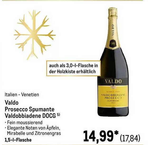 Valdo Prosecco Spumante Valdobbiadene DOCG - 1,5-l-Flasche