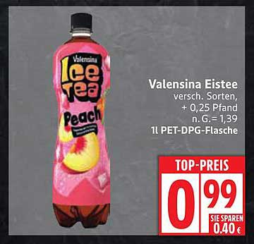 Valensina Eistee Peach 1l PET-DPG-Flasche