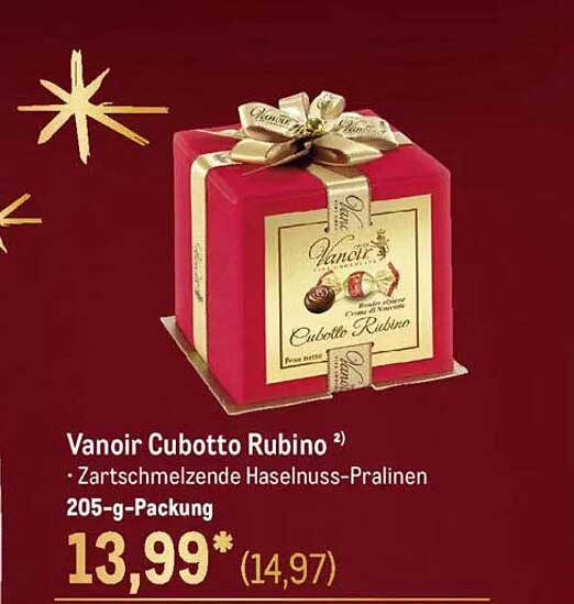 Vanoir Cubotto Rubino – Zartschmelzende Haselnuss-Pralinen